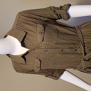 🌈Banana Republic Heritage Olive Green Safari Collar Button Down Dress Small